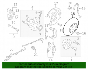 Rear left brake disc Audi TT 15-23 310/22mm