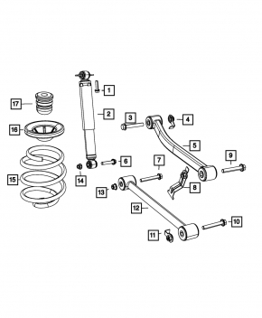 Rear left shock absorber Jeep Wrangler 12-17 AWD
