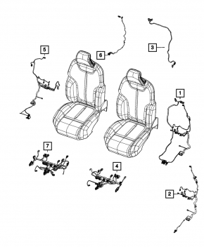 Wiring for the back of the passenger seat of the Jeep Grand Cherokee WL 22-24 for electric, heated and lumbar support
