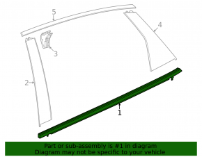 Door-glass molding, center rear right, Honda Civic XI FE/FL 22-26 matte