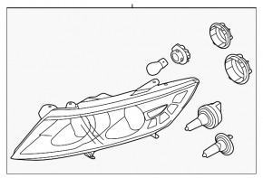 Headlight front right naked Kia Optima 14-15 rest halogen DEPO