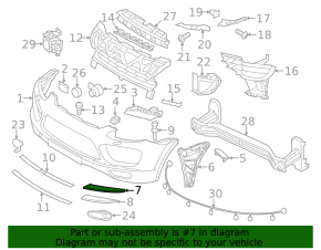 Upper left bumper grille trim Porsche Cayenne 958 11-14 Turbo