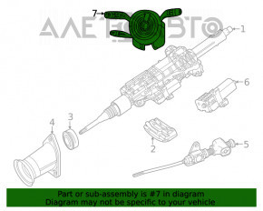 Steering column switches guitar assembly Mercedes W167 GLE 350 450 20-24 black with a cable for heated steering wheel and steering column adjustment, poke