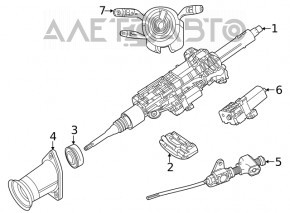 Steering column switches guitar assembly Mercedes W167 GLE 350 450 20-24 black with a cable for heated steering wheel and steering column adjustment, poke