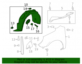 Front left fender liner Chevrolet Equinox 10-13
