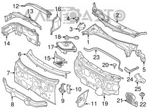 Windscreen wiper grille drain right BMW X2 F39 18-23