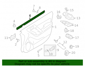 Molding door-glass central front right Subaru Forester 14-18 SJ chrome