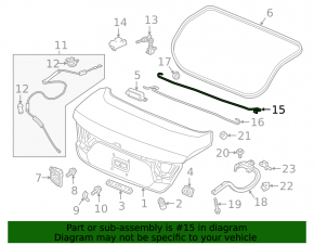 Trunk lid torsion bar right Honda Accord 18-22