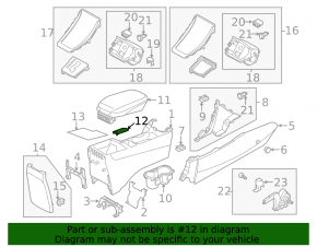 Box pocket central console Hyundai Elantra UD 11-16