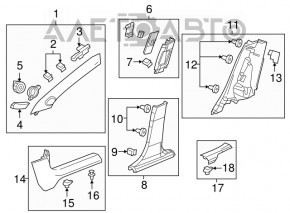 Door sill trim rear right Chevrolet Cruze 11-15 black