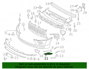 Front bumper grille trim, lower left, Porsche Macan 15-18, structure, crack in fastening