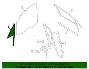 Front right triangle door glass for a Porsche Cayenne 19-26