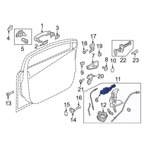 Door handle mechanism front right Ford Focus mk3 11-14 keyless