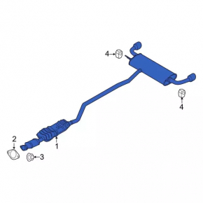 Rear muffler with barrel for Ford Edge 18-24 2.0T AWD with catalytic converter