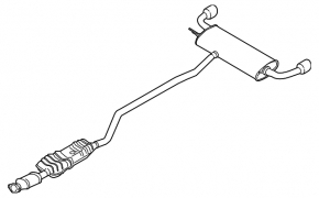 Rear muffler with barrel for Ford Edge 18-24 2.0T AWD with catalytic converter