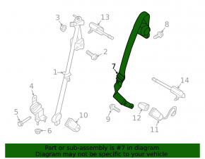 Rear seat belt center Ford Edge 15-24 black