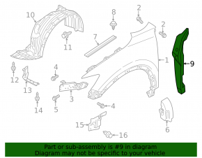 Left door-wing seal for Mazda CX-5 13-16
