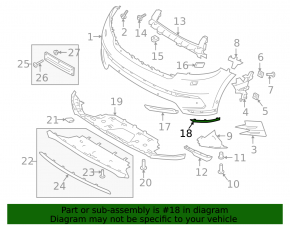 Front bumper cover left Land Rover Range Rover Velar 18-23 black, broken fasteners