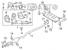Exhaust line middle section with catalytic converter Mazda CX-9 16-21