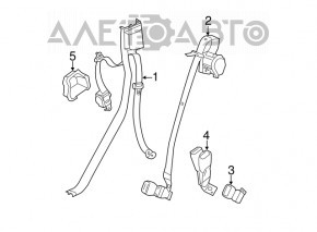 Seat belt 2nd row center Dodge Durango 11-13 black
