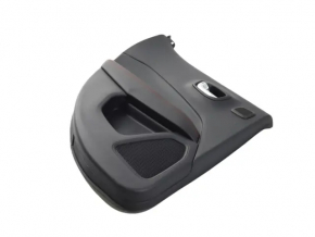 Door trim card rear left Jeep Compass 17-21 leather black with red stitching, Trailhawk, whitened plastic