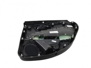 Door trim card rear left Jeep Compass 17-21 leather black with red stitching, Trailhawk, whitened plastic