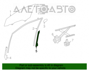Toyota Highlander 14-19 front right rear door glass guide