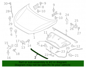 Front hood seal Hyundai Tucson 16-21
