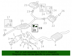 Front left muffler bracket Audi A4 B9 17-25 2.0T with rubber