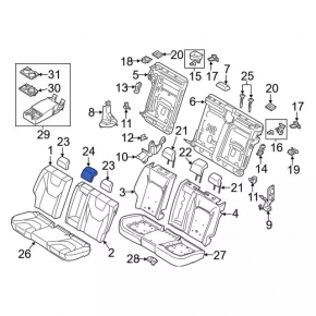 Headrest rear central Ford Fusion mk5 13-16 leather black
