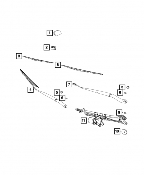 Windscreen wiper linkage with motor Dodge Grand Caravan 11-20