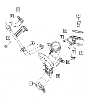 Cooling tubes of the heat exchanger of the internal combustion engine Dodge Durango 11-20 5.7