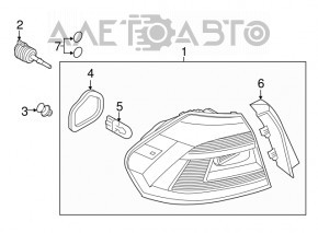 Light outer wing left VW Passat b8 16-19 USA halogen dark