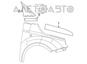 Wing seal door-wing right Fiat 500 12-19