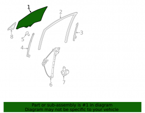 Front left door glass Toyota Rav4 19-25 AT green tint