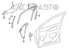 Front left door glass Toyota Rav4 19-25 AT green tint