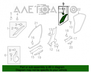 Left upper center pillar trim, Suzuki Kizashi 10-15 beige