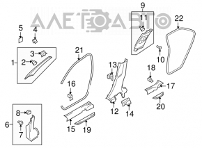 Left upper center pillar trim, Suzuki Kizashi 10-15 beige