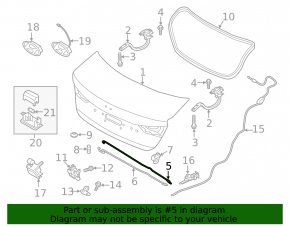 Right trunk lid hinge torsion bar for Hyundai Elantra AD 19-20