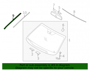 Windshield molding right Kia Sorento 10-15