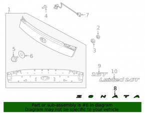 Emblem inscription SONATA trunk lid Hyundai Sonata 20-23
