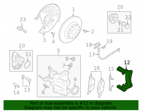 Rear left caliper bracket for Audi A3 8V 15-20, 272/10mm, AWD