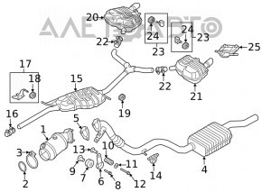 Left muffler tip for Audi A4 B9 19-25