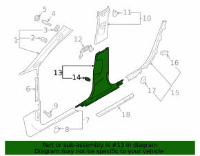 Audi A4 B9 17-25 gray center pillar trim, scratched, left lower
