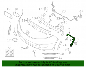 Front Bumper Mount Right Lincoln MKZ 13-16