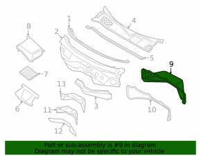 Lower pan for the Porsche Cayenne 19-26 windshield wiper grille