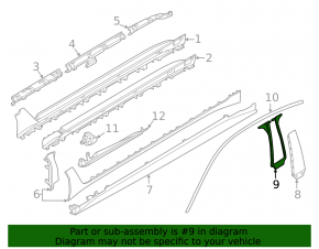 Seal for the center pillar trim, outer right BMW i4 22-26