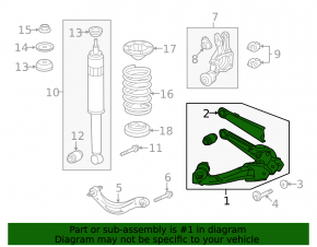 Rear right longitudinal control arm Acura ILX 13-15 pre-rest