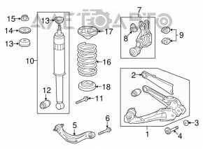 Rear right longitudinal control arm Acura ILX 13-15 pre-rest