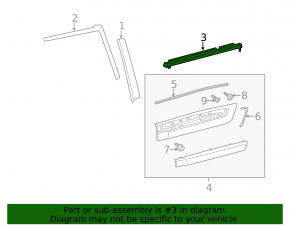 Door-glass molding, central rear right, Toyota Land Cruiser 16-21 rest, chrome